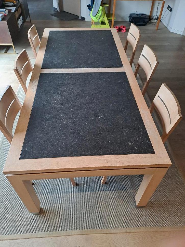 eettafel met stoelen, Huis en Inrichting, Tafels | Eettafels, Gebruikt, 100 tot 150 cm, 200 cm of meer, Vijf personen of meer