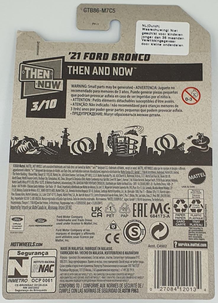 Hot Wheels - Then And Now - '21 Ford Bronco - GTB86 - 1:64, 333 Continental Boulevard, El Segundo, CA 90245, United States, Verzenden