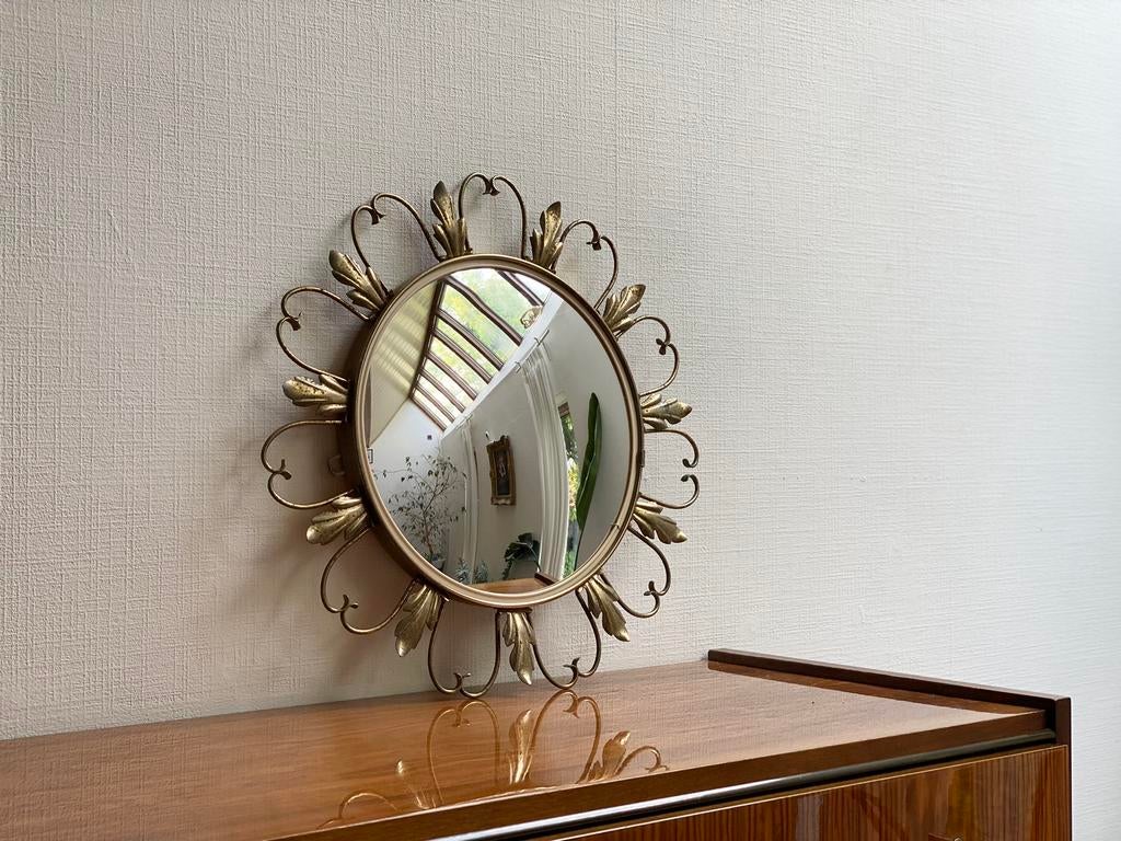 Vintage zonnespiegel Deknudt, Huis en Inrichting, Woonaccessoires | Spiegels, Ophalen