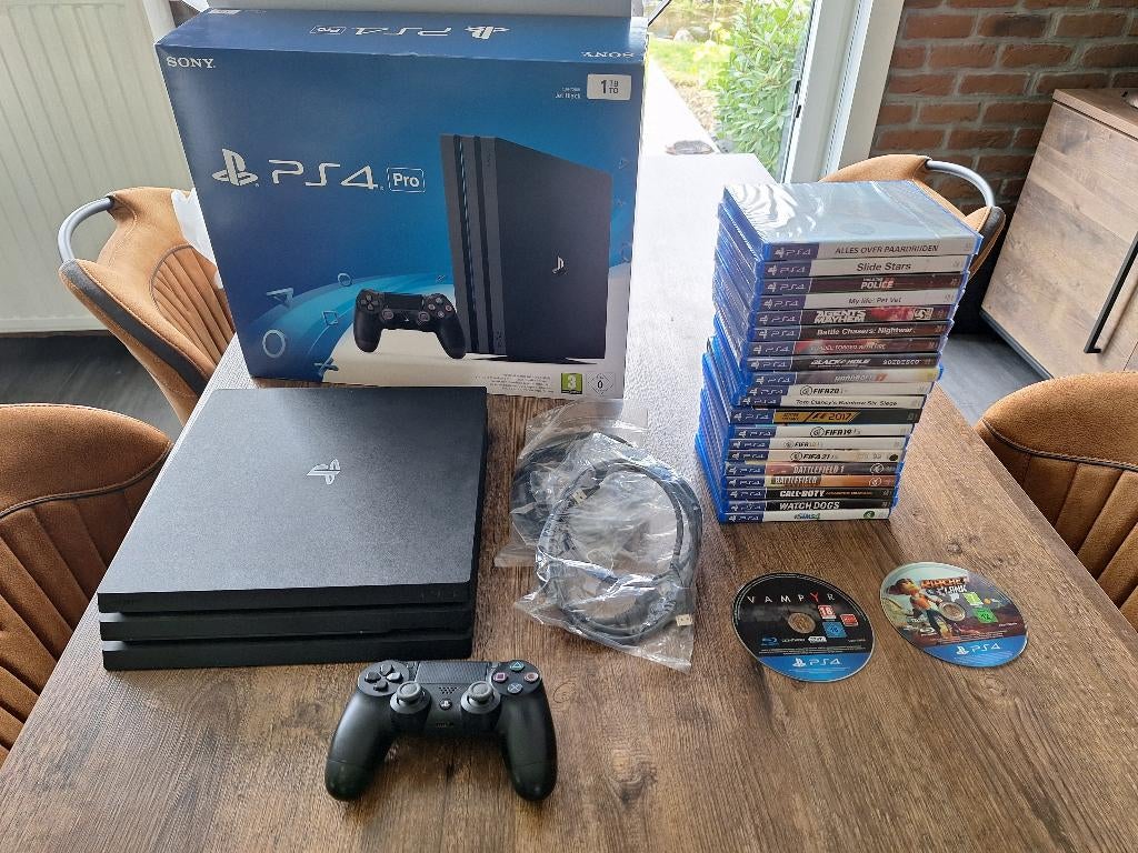 PS4 pro 1TB met 22 spelletjes, Ophalen of Verzenden, Pro