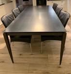 smeedijzeren design eettafel met 6 stoelen, Huis en Inrichting, Ophalen, Gebruikt, 200 cm of meer, 50 tot 100 cm