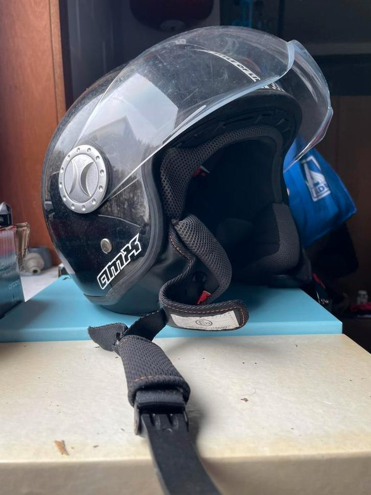 Zwarte jethelm M, Fietsen en Brommers, Brommerhelmen, Zo goed als nieuw, Ophalen of Verzenden