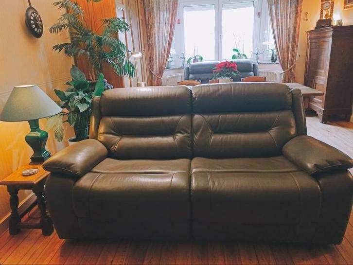 CANAPÉS CUIR RELAX ELECTRIQUE 3P+2P, Maison & Meubles, Canapés | Salons, Cuir, Enlèvement