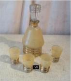 Ensemble ancien - Carafe en verre spéciale avec 4 verres, Enlèvement ou Envoi