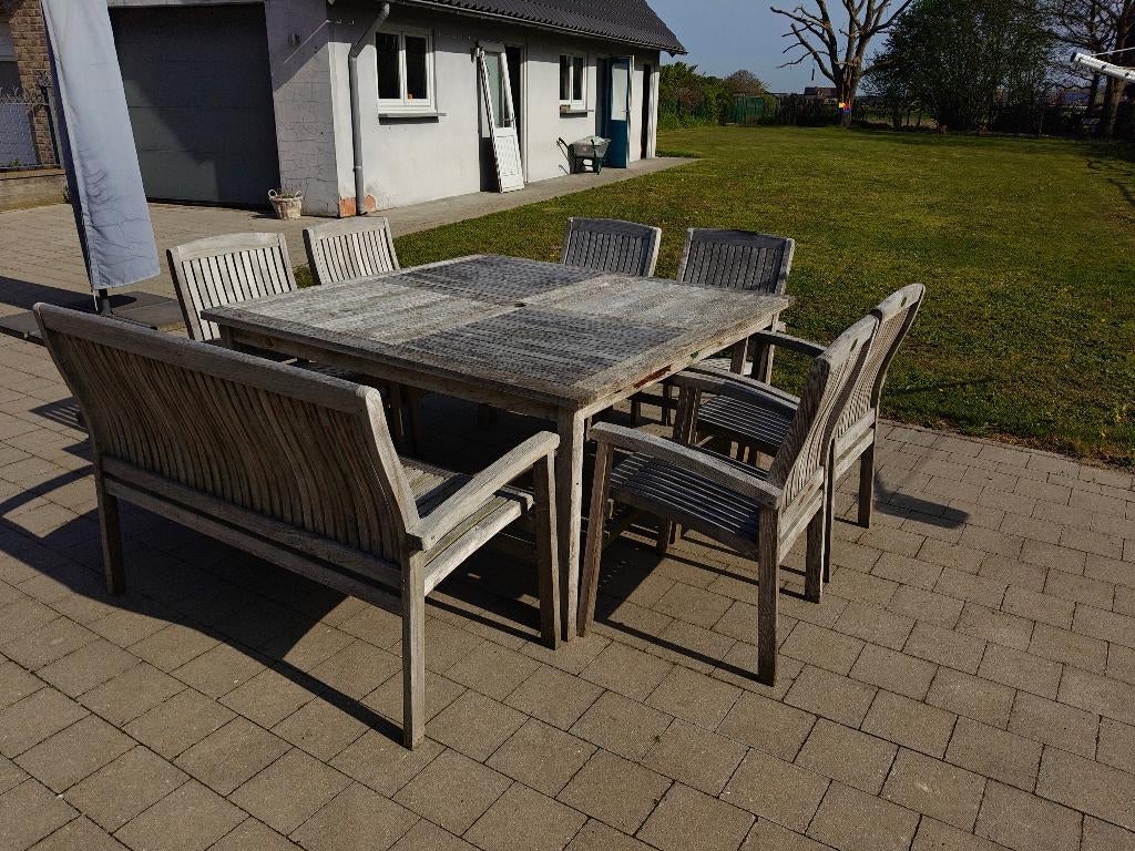Tuinset, Ophalen, Gebruikt, Teakhout, Tuinset