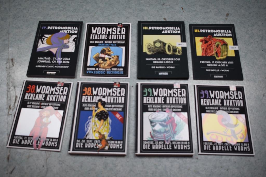 lot 8 livres plaque émaillée bidon huile wormser, Collections, Enlèvement ou Envoi, Utilisé, Panneau publicitaire