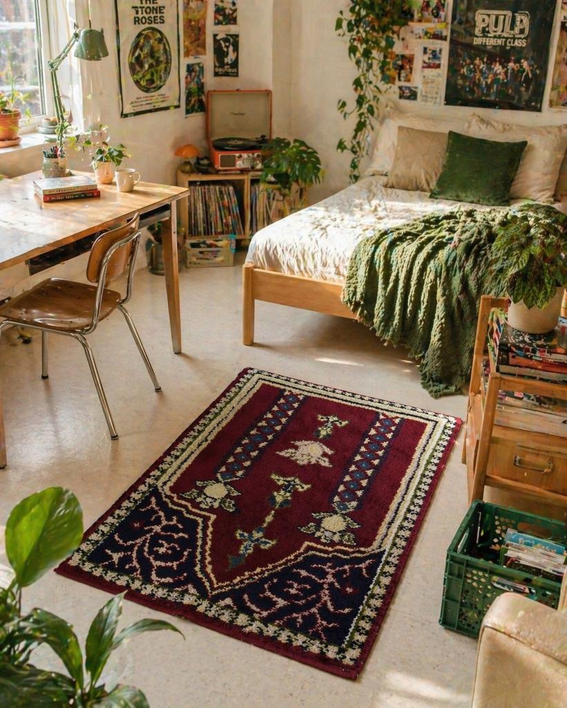 Handgemaakt vintage tapijt / vloerkleed – heerlijk zacht, Huis en Inrichting, Stoffering | Tapijten en Vloerkleden, Ophalen, Zo goed als nieuw