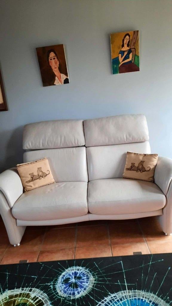Canapé en cuir longlife, Trois personnes, Moins de 75 cm, Comme neuf, Enlèvement
