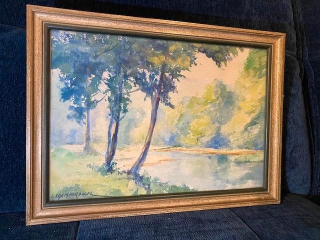 tableau de Louis Van Meerbeek (1908-1981) rivière, Antiquités & Art, Art | Peinture | Classique, Enlèvement