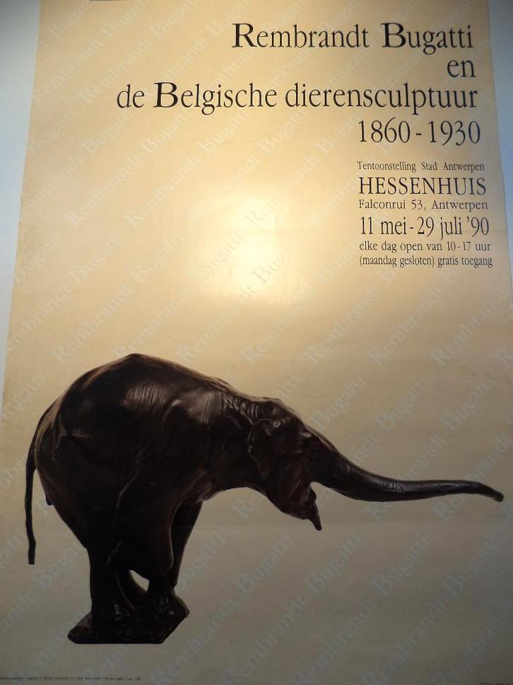 Affiche Rembrandt Bugatti &Belgische dierensculptuur olifant, Antiek en Kunst, Kunst | Litho's en Zeefdrukken, Ophalen of Verzenden