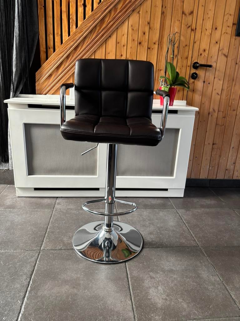 Barkruk, Ophalen, Zo goed als nieuw, Leer, In hoogte verstelbaar