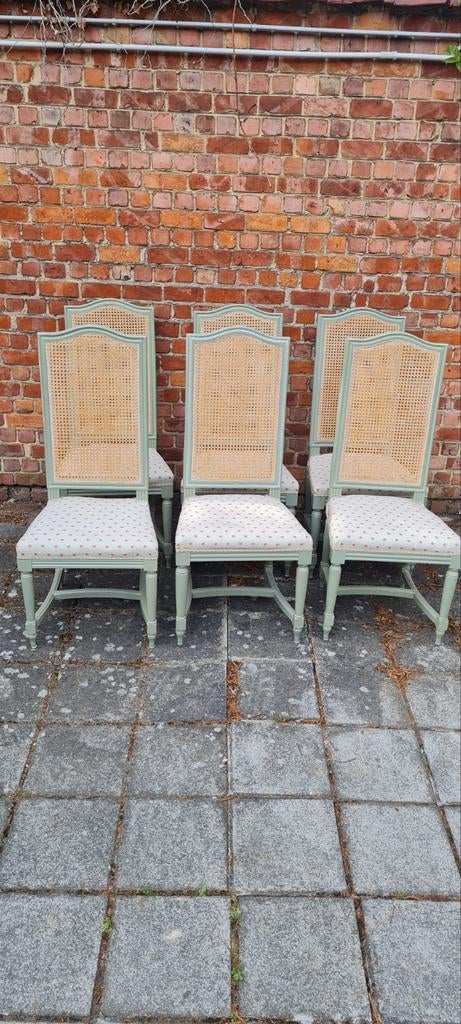 6 chaises bois cannage style ancien, Enlèvement