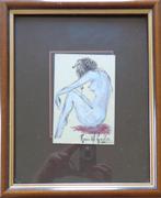 RENEE W. KUELLER / NAAKTE VROUW / ORIGINEEL / 34x28cm KADER, Ophalen of Verzenden