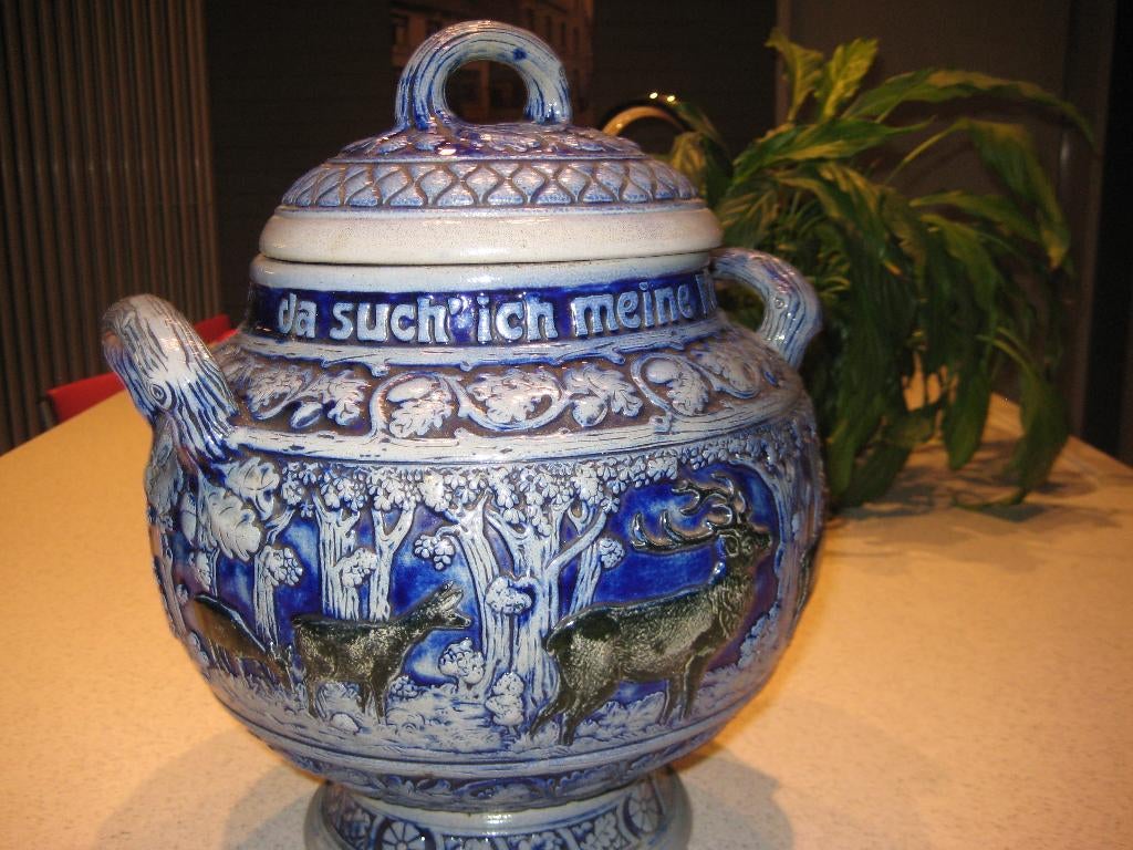 Pot in aardewerk, Ophalen, Blauw, Aardewerk of Porselein, Zo goed als nieuw