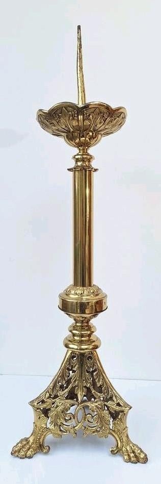 Zeer mooie vergulde grote kerkkandelaar, Ophalen