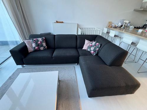 Hoekzetel salon stof zwart, Huis en Inrichting, Zetels | Zetels, Gebruikt, Hoekbank, Vierpersoons of meer, 250 tot 300 cm, 150 cm of meer