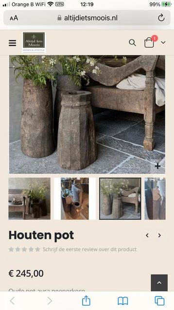 Houten pot  beschikbaar voor biedingen
