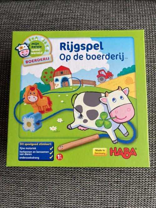 Haba Rijgspel Peuterspeelgoed Op de boerderij, Enfants & Bébés, Jouets | Jouets en bois, Comme neuf, Autres types, Enlèvement ou Envoi