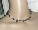 Ketting zoetwaterparel en kristal zwart, Handtassen en Accessoires, Kettingen, Verzenden, Zwart, Nieuw, Steen of Mineraal