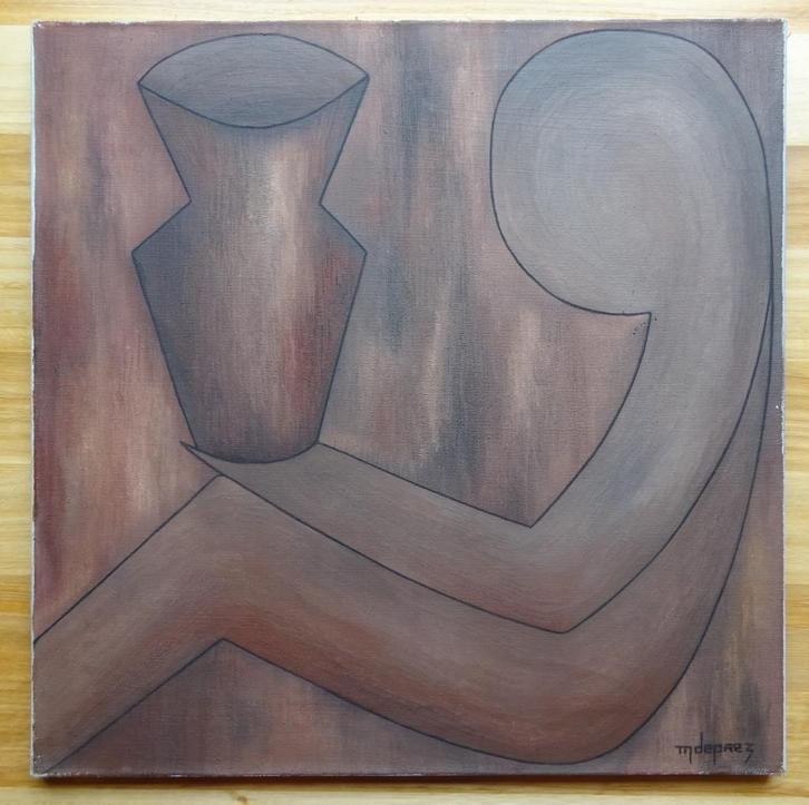 Mia Deprez, Izegem, doek, 50 x 50 cm, Waterman 1972, Antiek en Kunst, Kunst | Schilderijen | Klassiek, Ophalen of Verzenden