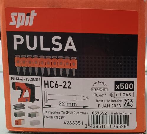 Spit pulsa HC6-22 400 + gas patroon, Bricolage & Construction, Quincaillerie & Fixations, Neuf, Autres types, Moins de 50 mm, Enlèvement