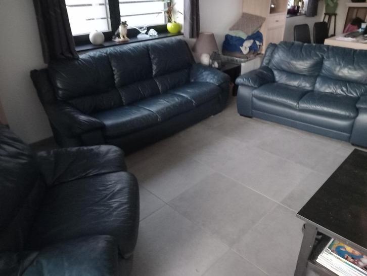 salon zetel, Huis en Inrichting, Zetels | Zetels, Gebruikt, Rechte bank, Vierpersoons of meer, 200 tot 250 cm, 75 tot 100 cm, Leer