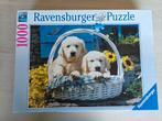Puzzel 1000 stukjes, Ravensburger, Puppies in een mandje, Ophalen of Verzenden, 500 t/m 1500 stukjes, Zo goed als nieuw, Legpuzzel