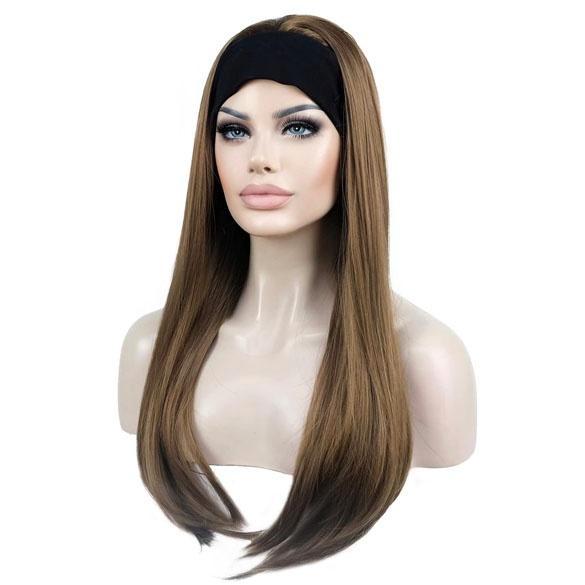 Pruik roodbruin lang steil haar met haarband, Handtassen en Accessoires, Uiterlijk | Haarverzorging, Nieuw, Verzenden
