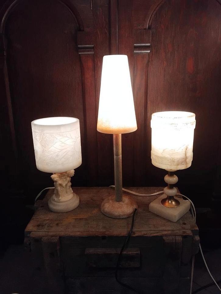 Vintage Albast tafellampen, Huis en Inrichting, Lampen | Tafellampen, Zo goed als nieuw, Minder dan 50 cm, Overige materialen