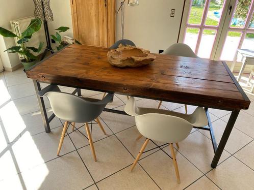 Table à manger en chêne massif de style industriel, Huis en Inrichting, Tafels | Eettafels, Gebruikt, 50 tot 100 cm, 150 tot 200 cm