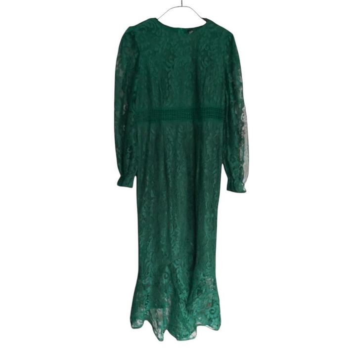 Donkergroene feestjurk van kant XL, Kleding | Dames, Jurken, Nieuw, Maat 46/48 (XL) of groter, Groen, Onder de knie, Verzenden