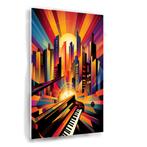Piano stad schilderij 50x75cm Forex + Ophangsysteem, Nieuw, Verzenden