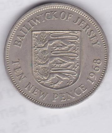 Jersey 10 Nieuwe Pence munt 1968 beschikbaar voor biedingen