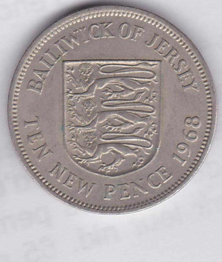 Jersey 10 Nieuwe Pence munt 1968, Postzegels en Munten, Munten | Europa | Niet-Euromunten, Losse munt, Overige landen, Ophalen of Verzenden