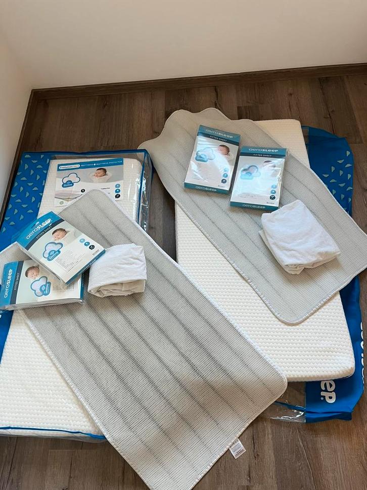 2 aerosleep matrassen (nieuwstaat) babybedje 120x60cm, Huis en Inrichting, Slaapkamer | Matrassen en Bedbodems, Zo goed als nieuw