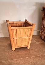 Vintage retro bamboe plantenbak, bloempot vierkant, Tuin en Terras, 25 tot 40 cm, Overige materialen, Vierkant, Ophalen of Verzenden