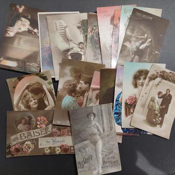 lot 20 CP romantiques années 1920, Enlèvement ou Envoi, Affranchie