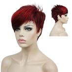 Excentrieke pruik kort rood haar a-symetrisch model, Handtassen en Accessoires, Uiterlijk | Haarverzorging, Verzenden, Nieuw