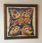 Grande oeuvre sur toile de Lucebert encadré, Antiquités & Art, Art | Lithographies & Sérigraphies, Enlèvement ou Envoi