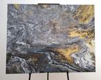 Abstract Modern Acryl canvas 70*90cm - goud/grijs wolken, Antiek en Kunst, Ophalen