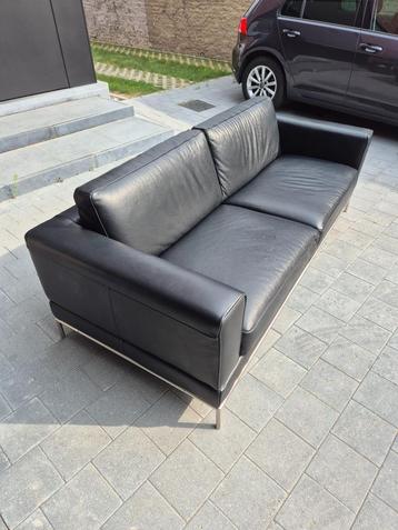 Lederen zetel + voetenbank, 75 à 100 cm, Enlèvement, Utilisé, 150 à 200 cm