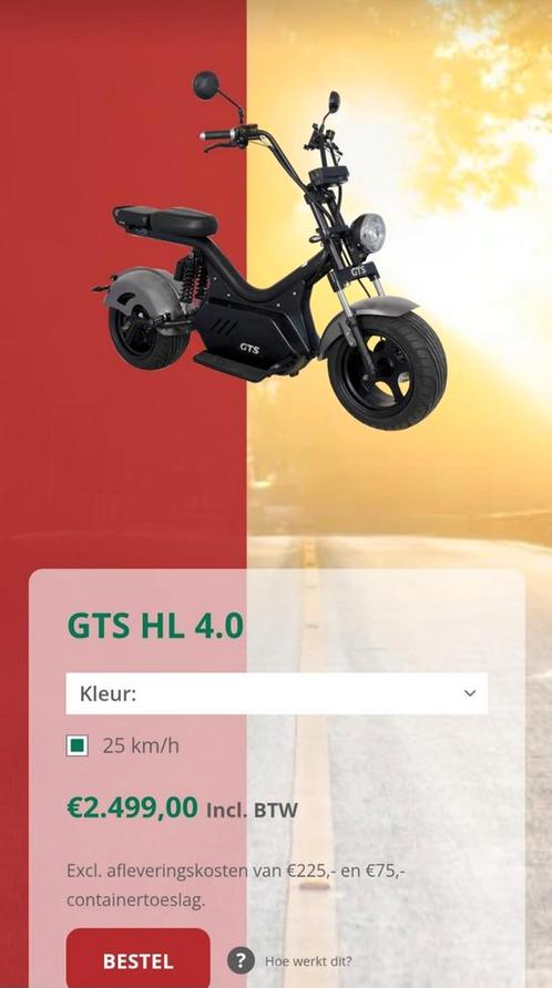 E-scooter GTS HL 4.0 Nieuwstaat! 500 km., Fietsen en Brommers, Brommers | Tomos, Zo goed als nieuw, Klasse A (25 km/u), Ophalen
