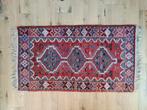Handgeknoopt vintage tapijt – kleurrijke geometrische patron, Ophalen, Zo goed als nieuw, Rood