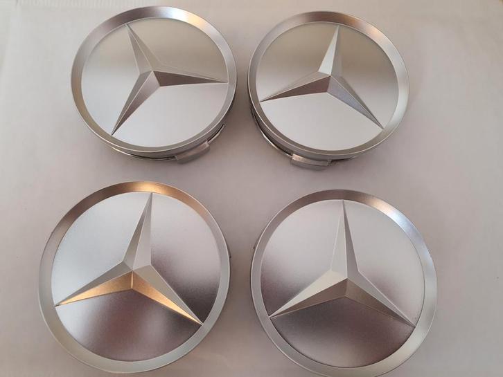 Mercedes mat zilver wieldoppen dia 75 mm, Auto diversen, Wieldoppen, Nieuw, Ophalen of Verzenden