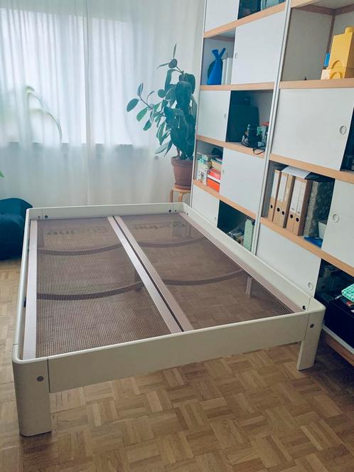 Witte Auping Auronde 160x200 met 2 vlakke spiraalbodems, Huis en Inrichting, Slaapkamer | Bedden, Gebruikt, Twijfelaar, 160 cm