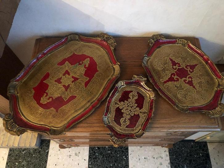 3 Florentijnse dienbladen, Antiquités & Art, Curiosités & Brocante, Enlèvement ou Envoi