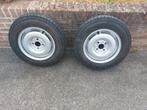 2 wielen voor aanhangwagen 155/80R13 4x100, 13 inch, Auto diversen, Aanhangwagen-onderdelen, Ophalen, Zo goed als nieuw