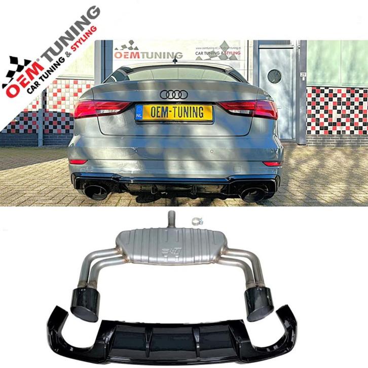 RS3 BUMPER Diffuser | AUDI A3 8V | 2016-2019 | SLINE Sedan, Auto-onderdelen, Carrosserie, Bumper, Audi, Achter, Nieuw, Ophalen of Verzenden