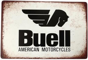 Plaque murale en métal au look vintage BUELL AMERICAN MOTORC