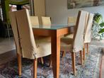 Cinna eettafel + 6 stoelen, 50 tot 100 cm, 150 tot 200 cm, Rechthoekig, Glas